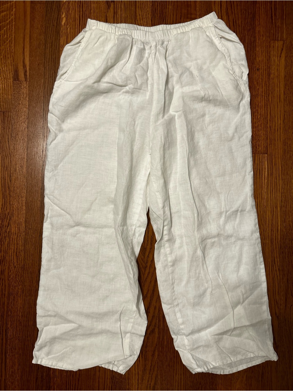 LAX 100% white linen pants S
